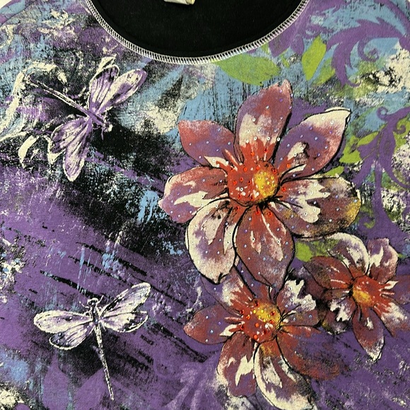 Jess & Jane Shirt Womens 2X Floral Cotton Garden Life - Picture 4 of 5